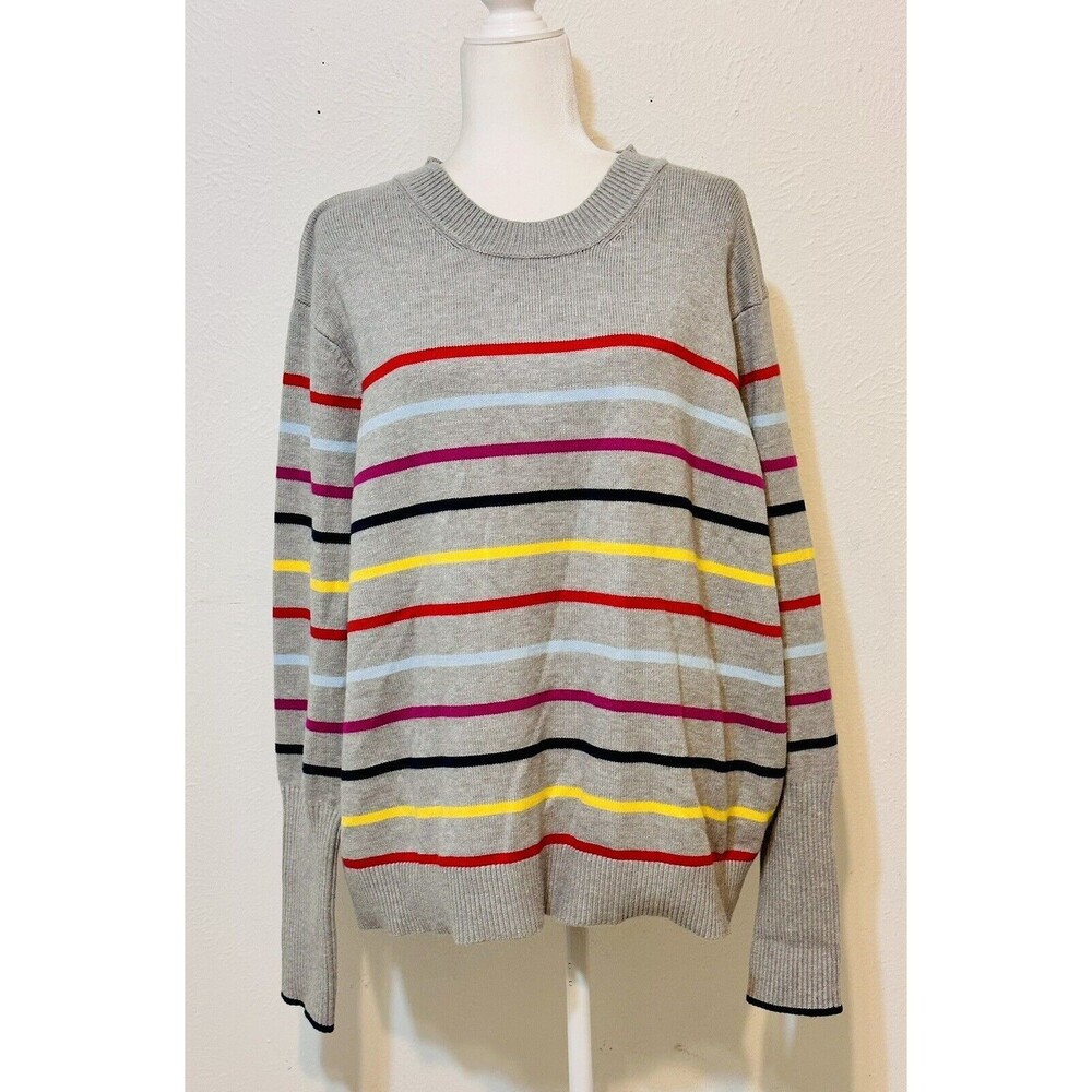 La Ligne X Target Women's Size 2X Grey Striped Colorful Cashmere Blend Sweater